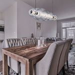 Подвесной светильник линейный с прозрачными стеклянными шарами разного диаметра Eurofase варинант исполнения - 9 | Loft Concept в Грозном