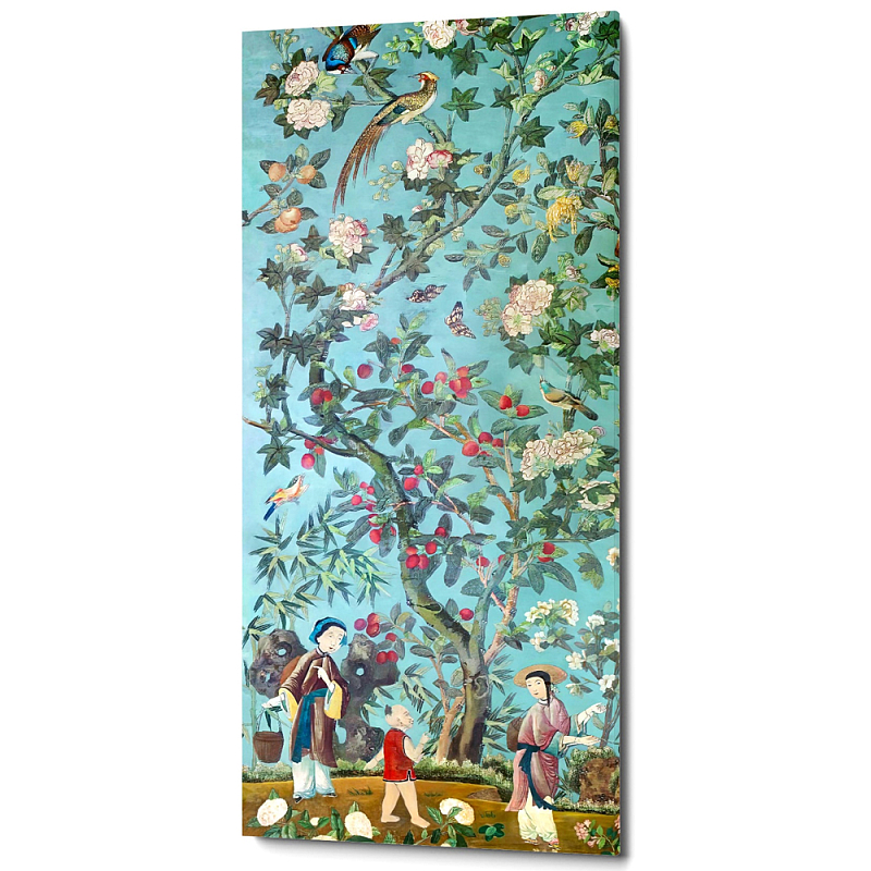 Постер на холсте в стиле шинуазри с изображением сада Chinoiserie Imperial Peach Garden Poster Бирюзовый Мульти Постер на холсте в стиле шинуазри с изображением сада Chinoiserie Imperial Peach Garden Poster Бирюзовый Мульти в Грозном | Loft Concept