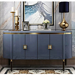 Дизайнерский комод синий глянцевый с золотыми ручками на 4-х дверцах Martin варинант исполнения - 2 | Loft Concept в Грозном