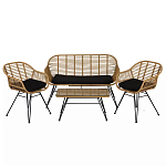 Журнальный столик с столешницей из ротанга и стекла Wicker Tabletop Under Glass варинант исполнения - 3 | Loft Concept в Грозном