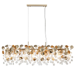 Люстра линейная с подвесками в форме монеток и золотистыми круглыми элементами из металла в виде лепестков FAIRYTREE Light варинант исполнения - 3 | Loft Concept в Грозном