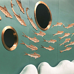 Обои с вышивкой ручной работы Deco Fish Original colourway варинант исполнения - 3 | Loft Concept в Грозном