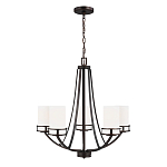 Люстра в цвете темная бронза с 5-ю белыми цилиндрическими плафонами Generation Lighting варинант исполнения - 2 | Loft Concept в Грозном