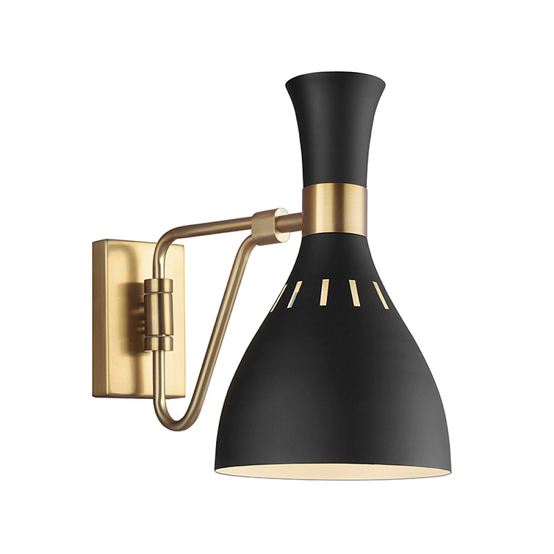 Бра с плафоном в форме песочных часов с узкими перфорированными отверстиями Feiss Черный Белый Латунь в Грозном | Loft Concept 