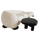 Диван Cannes трехместный с обивкой букле молочного цвета варинант исполнения - 3 | Loft Concept в Грозном