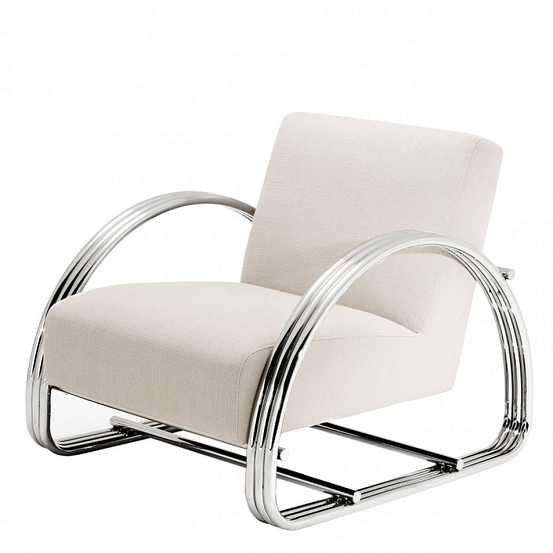 Кресло Eichholtz Chair Basque Молочный Нержавеющая сталь Кресло Eichholtz Chair Basque Молочный Нержавеющая сталь в Грозном | Loft Concept