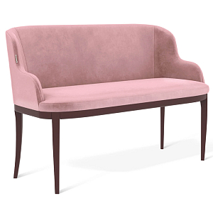 Банкетка пыльно-розовый велюр со спинкой и подлокотниками на 4-х деревянных ножках Aurora Pink