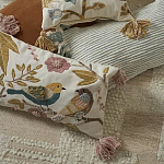 Чехол на подушку с кисточками и вышивкой птиц Ethnic mix Birds Rect варинант исполнения - 6 | Loft Concept в Грозном