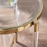 Золотой приставной столик с круглой стеклянной столешницей Weightless Table варинант исполнения - 7 | Loft Concept в Грозном