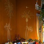 Обои с вышивкой ручной работы Deco Palms Original colourway on velvet 2 варинант исполнения - 1 | Loft Concept в Грозном