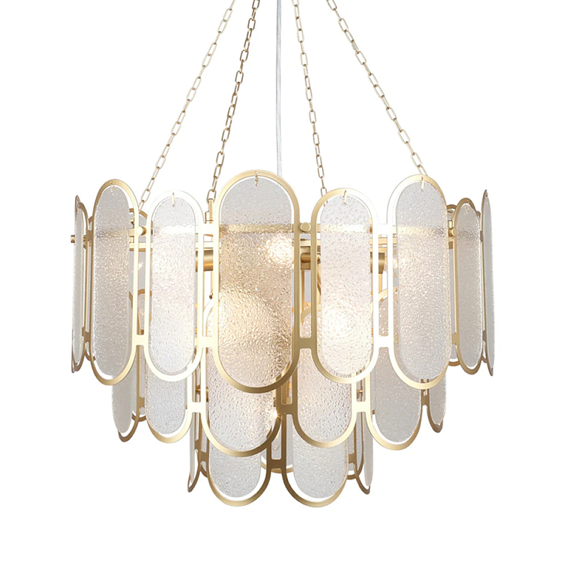 Люстра с многослойным эффектом из овальных элементов из непрозрачного стекла Conformation Латунь в Грозном | Loft Concept 