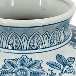 Ваза округлой формы белого цвета с синим растительным узором Blue & White Ornament  варинант исполнения - 3 | Loft Concept в Грозном