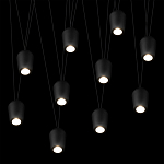 Подвесной светильник черными плафонами на длинных пересекающихся тросах Construction варинант исполнения - 10 | Loft Concept в Грозном