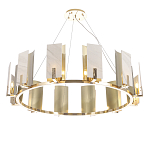 Люстра подвесная круглая с прямоугольными мраморными и золотистыми панелями на металлическом каркасе Диаметр 118 см Marble square Chandelier варинант исполнения - 3 | Loft Concept в Грозном