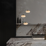 Подвесной светильник с плафоном в виде эллипса из белого алебастра Cryptocrystalline Stone варинант исполнения - 6 | Loft Concept в Грозном