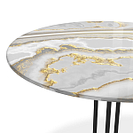 Стол журнальный с круглой столешницей из стекла Gray and Gold Marble варинант исполнения - 3 | Loft Concept в Грозном