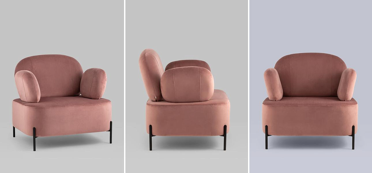 Кресло Color Block пыльно-розовый велюр Кресло Color Block пыльно-розовый велюр - Loft-Concept в Грозном
