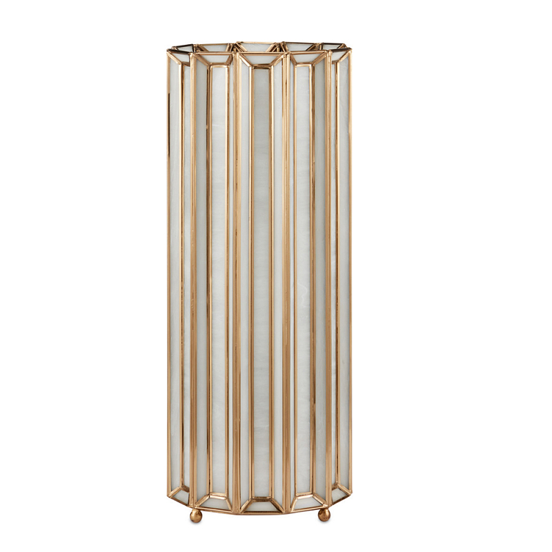 Настольная лампа в форме цилиндра фактурная Soft Glow Lamps Молочный Латунь в Грозном | Loft Concept 