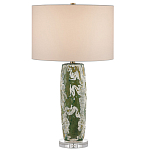 Настольная лампа керамическая с кремовым абажуром Scenic Column варинант исполнения - 4 | Loft Concept в Грозном