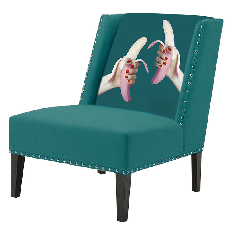 FUN Armchair Two Bananas Turquoise Дизайнерское кресло с цветным принтом Бирюзовый FUN Armchair Two Bananas Turquoise Дизайнерское кресло с цветным принтом Бирюзовый в Грозном | Loft Concept