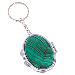 Зеркало брелок карманное двухстороннее из натурального камня Малахит Stone Mirrors варинант исполнения - 1 | Loft Concept в Грозном