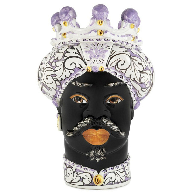 Ваза Vase Moro Man Ornate Violet Черный Фиолетовый Белый Ваза Vase Moro Man Ornate Violet Черный Фиолетовый Белый в Грозном | Loft Concept