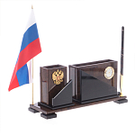 Настольный письменный набор с часами из природного камня обсидиана For the Deputy варинант исполнения - 2 | Loft Concept в Грозном