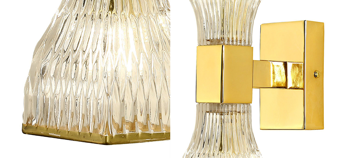 Бра с двумя плафонами из рельефного стекла GLASS HORN Gold Бра с двумя плафонами из рельефного стекла GLASS HORN Gold - Loft-Concept в Грозном