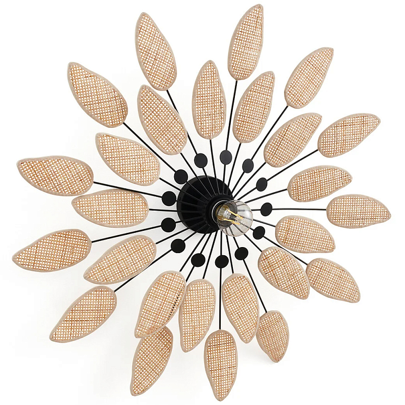 Настенный светильник с плетеным декором Wicker Leaves Wall Lamp Бежевый Черный Настенный светильник с плетеным декором Wicker Leaves Wall Lamp Бежевый Черный в Грозном | Loft Concept