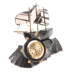Часы настольные в виде парусника из натурального камня Обсидиан Sailboat Stone Clock варинант исполнения - 5 | Loft Concept в Грозном