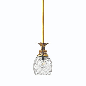 Подвесной светильник цвета латунь с прозрачнымплафоном в форме ананаса Hinkley