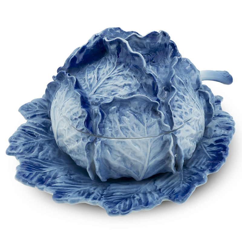 Супница SOUP BOWL CABBAGE W/PLATE D25 Blue Сапфирово-синий Супница SOUP BOWL CABBAGE W/PLATE D25 Blue Сапфирово-синий в Грозном | Loft Concept