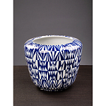 Кашпо с орнаментом в сочетании белого и синего цвета Artistic Flowerpot варинант исполнения - 3 | Loft Concept в Грозном