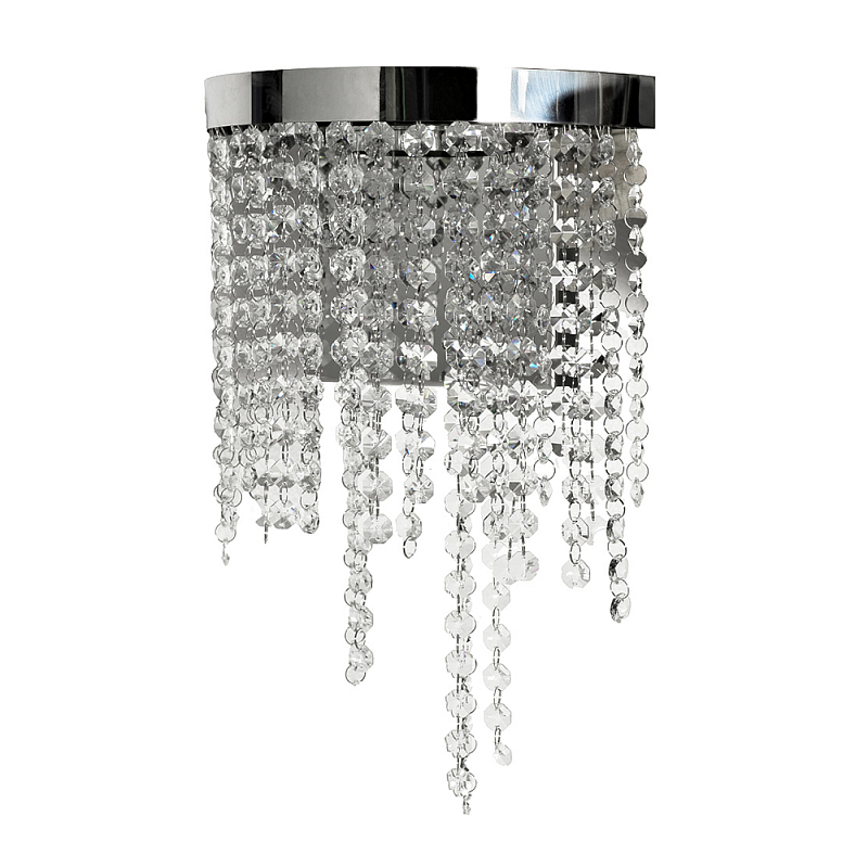 Бра Хром с каскадом сияющих кристаллов Shining Waterfall Хром Прозрачное Стекло в Грозном | Loft Concept 