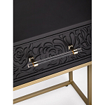 Приставной столик с резным узором на выдвижном ящике Black Table Carved Pattern варинант исполнения - 2 | Loft Concept в Грозном