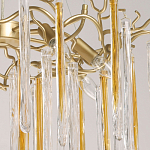 Люстра подвесная золотого цвета с разветвленными ветвями и прозрачными стеклянными подвесками Droplet Chandelier варинант исполнения - 4 | Loft Concept в Грозном