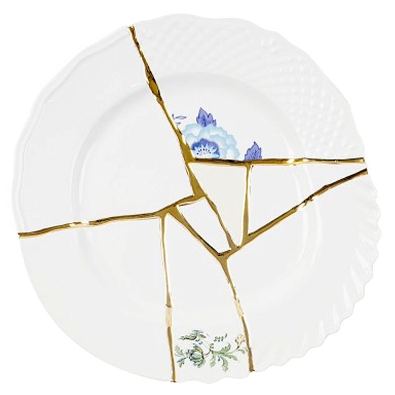 Тарелка Seletti Kintsugi II Белый Золотой Голубой Тарелка Seletti Kintsugi II Белый Золотой Голубой в Грозном | Loft Concept