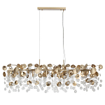 Люстра линейная с подвесками в форме монеток и золотистыми круглыми элементами из металла в виде лепестков FAIRYTREE Light варинант исполнения - 2 | Loft Concept в Грозном