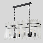 Люстра подвесная овальная со стеклянными прозрачными трубками и металлическим каркасом черного цвета Nembus варинант исполнения - 2 | Loft Concept в Грозном