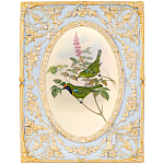 Декоративный постер с изображением птиц в раме с рельефным растительным узором Blooming Birds Poster варинант исполнения - 6 | Loft Concept в Грозном