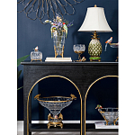 Ваза из прозрачного стекла с бронзовыми ножками и фигурками попугаев Eden Garden porcelain and bronze варинант исполнения - 5 | Loft Concept в Грозном