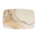 Обеденный стол с прямоугольной бежевой столешницей из стекла на 4-х деревянных ножках Beige Marble варинант исполнения - 2 | Loft Concept в Грозном