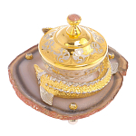 Икорница с декором "Осетр" с гравировкой на подставке из натурального камня Агат Decorative Cavair Dishes варинант исполнения - 2 | Loft Concept в Грозном