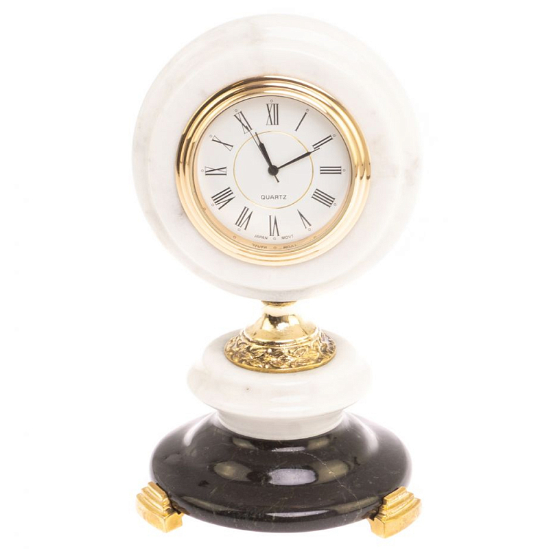 Часы настольные бронзовые из натуральных камней Мрамор и Змеевик Stone Clock Черный Белый Зеленый Бронза Часы настольные бронзовые из натуральных камней Мрамор и Змеевик Stone Clock Черный Белый Зеленый Бронза в Грозном | Loft Concept