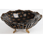 Блюдо черного цвета из фрафора на бронзовых ножках Eden Garden porcelain and bronze варинант исполнения - 1 | Loft Concept в Грозном