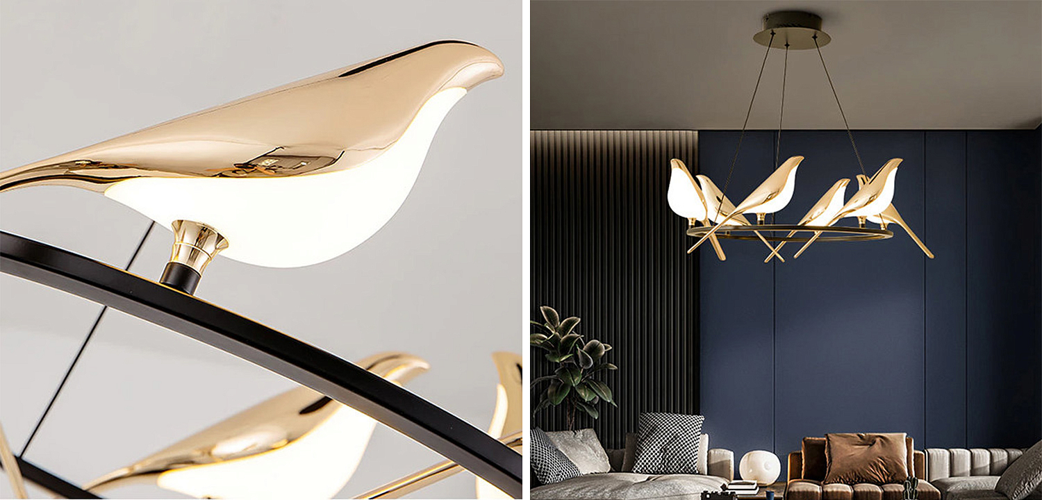 Люстра с золотыми птичками круглая NOMI Chandelier Six birds Round Люстра с золотыми птичками круглая NOMI Chandelier Six birds Round - Loft-Concept в Грозном