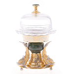 Икорница с декором "Три рыбки" с гравировкой и натуральным камнем Нефрит Decorative Cavair Dishes варинант исполнения - 7 | Loft Concept в Грозном