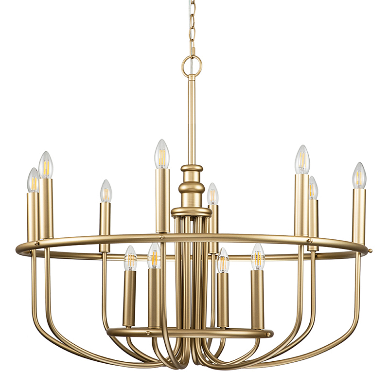  Люстра круглая двухъярусная цвета латунь с 12-ю лампами Kichler Латунь в Грозном | Loft Concept 