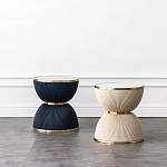 Дизайнерский журнальный стол фактурный с круглой белой столешницей Luler варинант исполнения - 2 | Loft Concept в Грозном