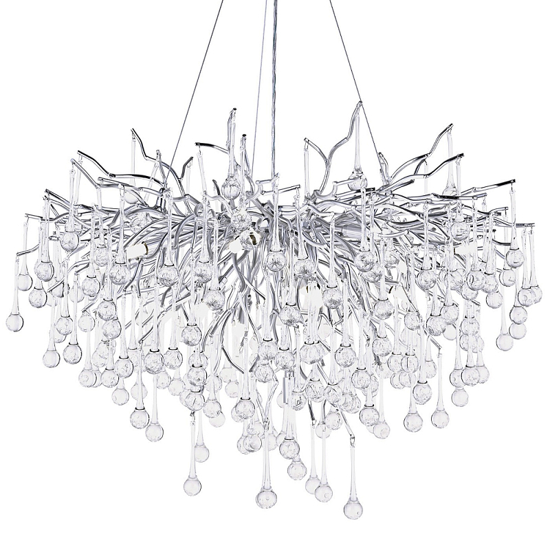 Люстра с хрустальными подвесками капли серебро Droplet Silver Chandelier 15 Серебряный Прозрачное Стекло Люстра с хрустальными подвесками капли серебро Droplet Silver Chandelier 15 Серебряный Прозрачное Стекло в Грозном | Loft Concept